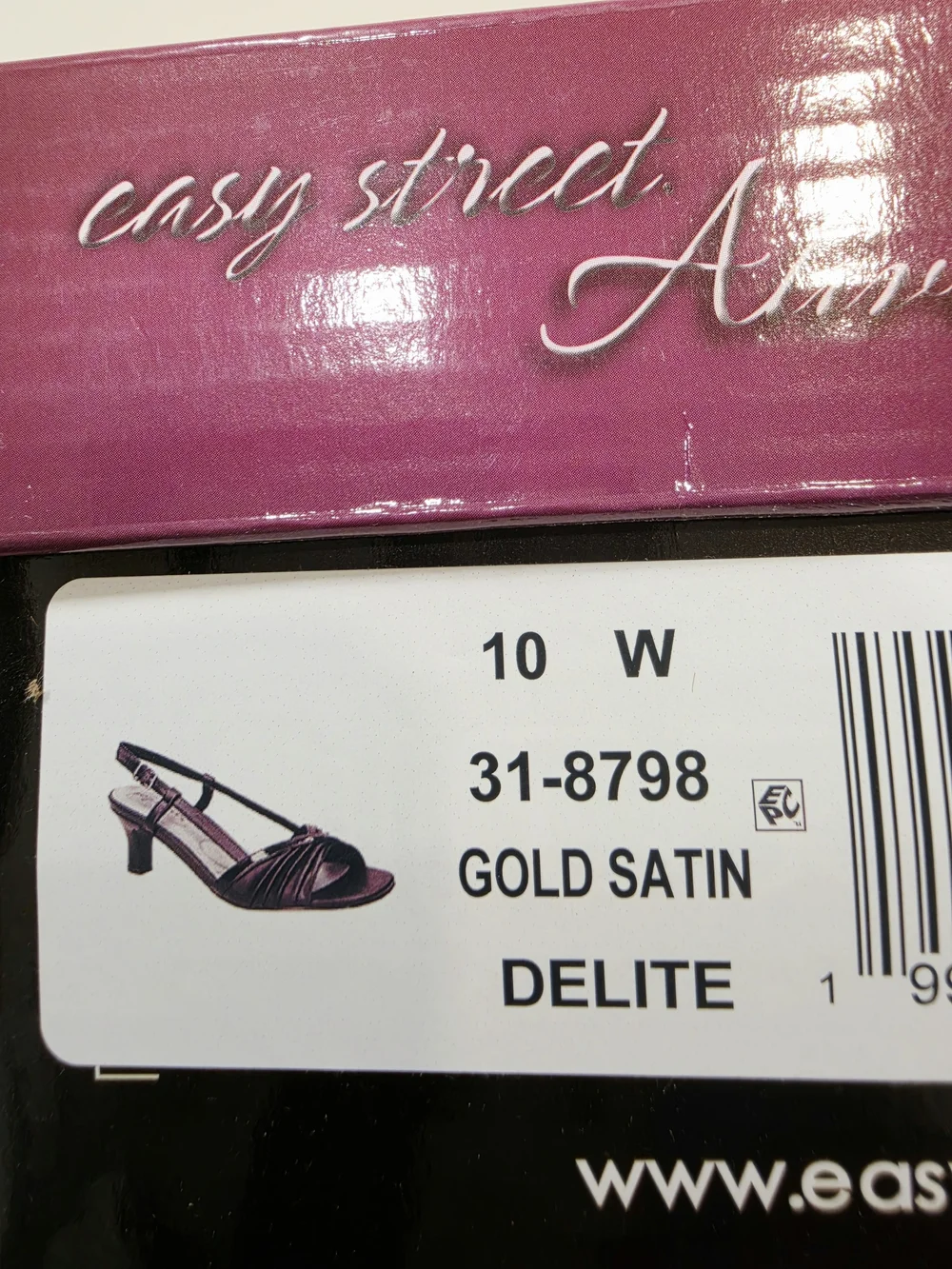 easy street Gold Satin Delite Slingback Heels with Rhinestone Band